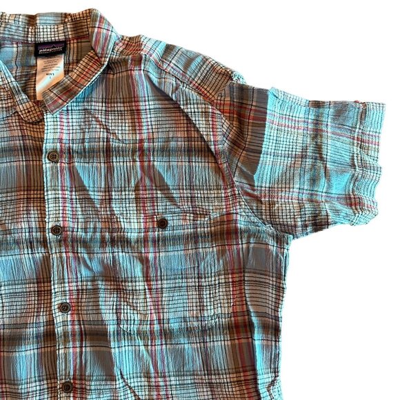 Patagonia Blue Organic Cotton Button Down Mens Shirt Size L - Picture 6 of 12